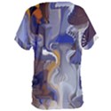 Cobalt Blue Silver Orange Wavy Lines Abstract Women s Oversized Tee View2