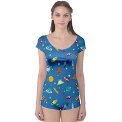 Space Rocket Solar System Pattern Boyleg Leotard  by Vaneshart