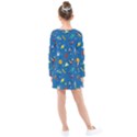 Space Rocket Solar System Pattern Kids  Long Sleeve Dress View2