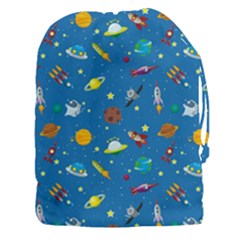 Space Rocket Solar System Pattern Drawstring Pouch (xxxl) by Vaneshart