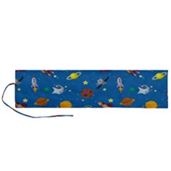 Space Rocket Solar System Pattern Roll Up Canvas Pencil Holder (l) by Vaneshart