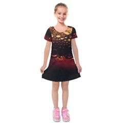 Water Drops Bubbles Macro Close Up Brown Kids  Short Sleeve Velvet Dress by Vaneshart