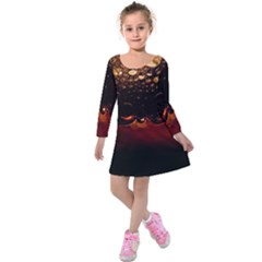 Water Drops Bubbles Macro Close Up Brown Kids  Long Sleeve Velvet Dress by Vaneshart