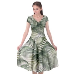 Vector Palm Leaves Pattern  Illustration Cap Sleeve Wrap Front Dress by Vaneshart