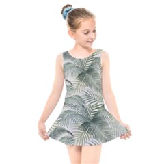 Vector Palm Leaves Pattern  Illustration Kids  Skater Dress Swimsuit by Vaneshart