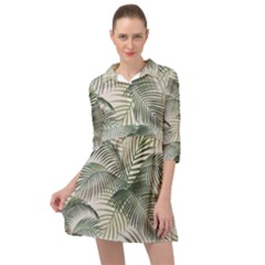 Vector Palm Leaves Pattern  Illustration Mini Skater Shirt Dress by Vaneshart