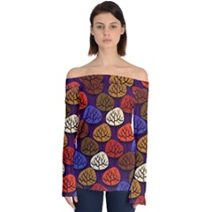 Tree Pattern Background Off Shoulder Long Sleeve Top by Vaneshart