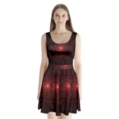 Fractal Spiral Depth Light Red Swirling Lines Split Back Mini Dress  by Vaneshart