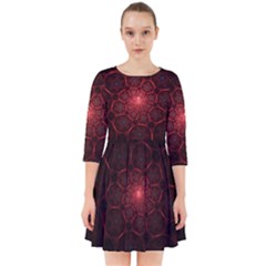 Fractal Spiral Depth Light Red Swirling Lines Smock Dress by Vaneshart