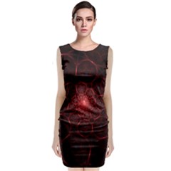 Fractal Spiral Depth Light Red Swirling Lines Sleeveless Velvet Midi Dress by Vaneshart