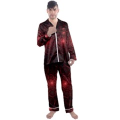 Fractal Spiral Depth Light Red Swirling Lines Men s Satin Pajamas Long Pants Set by Vaneshart