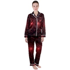 Fractal Spiral Depth Light Red Swirling Lines Satin Long Sleeve Pyjamas Set by Vaneshart