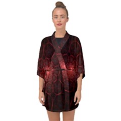 Fractal Spiral Depth Light Red Swirling Lines Half Sleeve Chiffon Kimono by Vaneshart