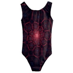 Fractal Spiral Depth Light Red Swirling Lines Kids  Cut-out Back One Piece Swimsuit by Vaneshart