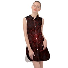 Fractal Spiral Depth Light Red Swirling Lines Sleeveless Shirt Dress by Vaneshart