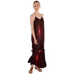 Fractal Spiral Depth Light Red Swirling Lines Cami Maxi Ruffle Chiffon Dress by Vaneshart