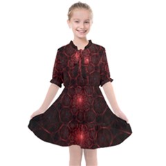 Fractal Spiral Depth Light Red Swirling Lines Kids  All Frills Chiffon Dress by Vaneshart