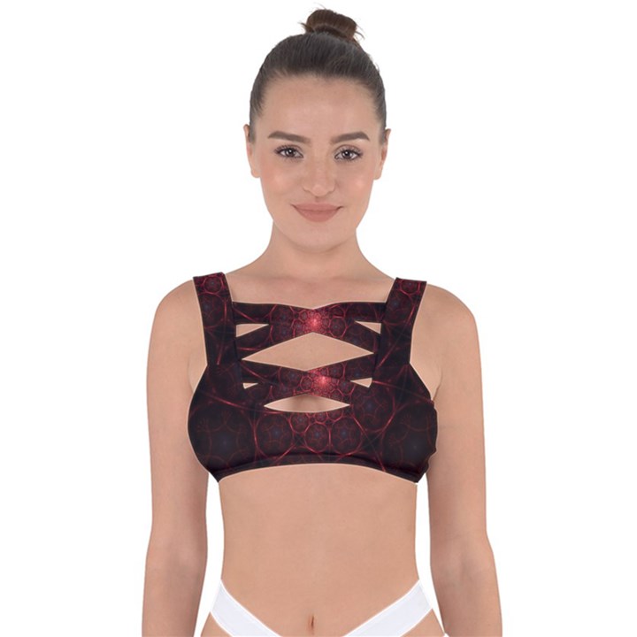 Fractal Spiral Depth Light Red Swirling Lines Bandaged Up Bikini Top