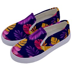 Tropical Pattern Kids  Canvas Slip Ons by Vaneshart