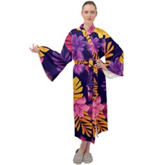 Tropical Pattern Maxi Velour Kimono by Vaneshart