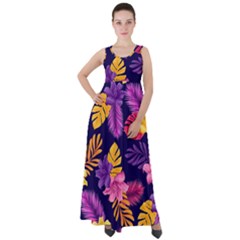 Tropical Pattern Empire Waist Velour Maxi Dress by Vaneshart