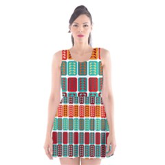 Bricks Abstract Seamless Pattern Scoop Neck Skater Dress by Vaneshart