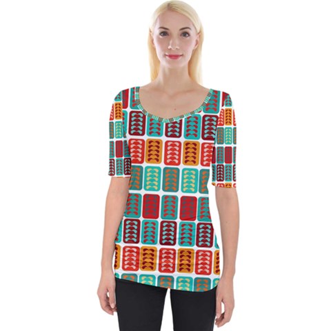 Bricks Abstract Seamless Pattern Wide Neckline Tee by Vaneshart