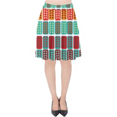 Bricks Abstract Seamless Pattern Velvet High Waist Skirt by Vaneshart