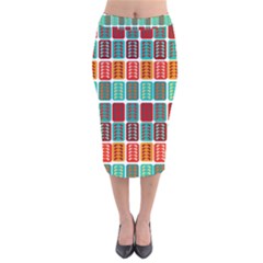 Bricks Abstract Seamless Pattern Velvet Midi Pencil Skirt by Vaneshart