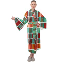 Bricks Abstract Seamless Pattern Maxi Velour Kimono by Vaneshart