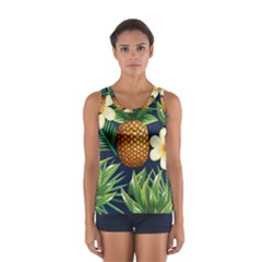 Tropical Pattern Pineapple Flowers Floral Fon Tropik Ananas Sport Tank Top  by Vaneshart