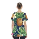 Tropical Pattern Pineapple Flowers Floral Fon Tropik Ananas Skirt Hem Sports Top View2