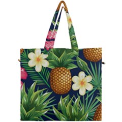 Tropical Pattern Pineapple Flowers Floral Fon Tropik Ananas Canvas Travel Bag by Vaneshart