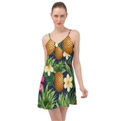 Tropical Pattern Pineapple Flowers Floral Fon Tropik Ananas Summer Time Chiffon Dress by Vaneshart