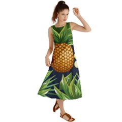 Tropical Pattern Pineapple Flowers Floral Fon Tropik Ananas Summer Maxi Dress by Vaneshart