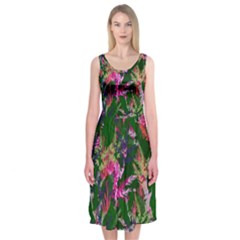 Vibrant Tropical Midi Sleeveless Dress by Vaneshart