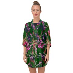 Vibrant Tropical Half Sleeve Chiffon Kimono by Vaneshart