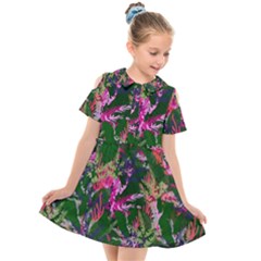 Vibrant Tropical Kids  Short Sleeve Shirt Dress by Vaneshart