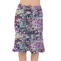 Graffiti Wall Background Short Mermaid Skirt by Vaneshart