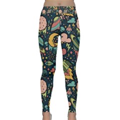 Texture Patterns Aliens Rockets Space Classic Yoga Leggings by Vaneshart