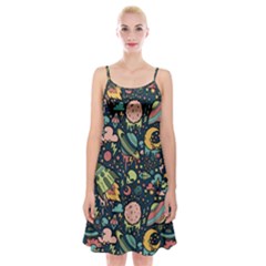 Texture Patterns Aliens Rockets Space Spaghetti Strap Velvet Dress by Vaneshart