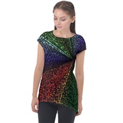 Abstract Colorful Pieces Mosaics Cap Sleeve High Low Top by Vaneshart