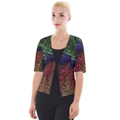 Abstract Colorful Pieces Mosaics Cropped Button Cardigan by Vaneshart