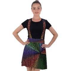 Abstract Colorful Pieces Mosaics Velvet Suspender Skater Skirt by Vaneshart