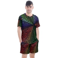 Abstract Colorful Pieces Mosaics Men s Mesh Tee And Shorts Set