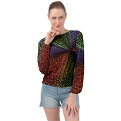 Abstract Colorful Pieces Mosaics Banded Bottom Chiffon Top by Vaneshart