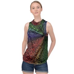 Abstract Colorful Pieces Mosaics High Neck Satin Top by Vaneshart