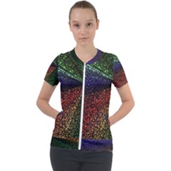 Abstract Colorful Pieces Mosaics Short Sleeve Zip Up Jacket by Vaneshart