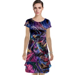 Multicolored Abstract Painting Cap Sleeve Nightdress by Vaneshart