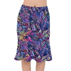 Multicolored Abstract Painting Short Mermaid Skirt by Vaneshart